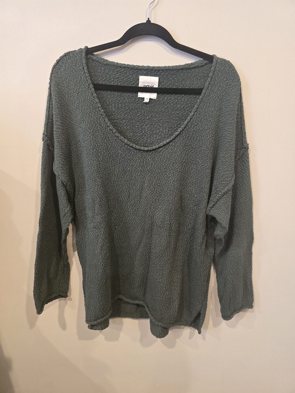 Aerie Dark Olive Green Cozy Knit Sweater Size Large